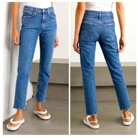 Agolde Merrel Mid Rise Straight Leg Stretch Denim Jeans